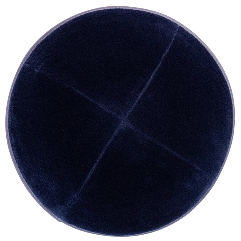 Four Panel Velvet Yarmulke with Grey Rim